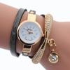Reloj de moda popular para mujer con correa delgada, reloj pulsera de cuerda de tres anillos, reloj de moda para mujer con correa larga de libélula