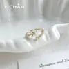 Anillo de Dedo Índice de Flor de Zirconia y Perla Estilo Coreano y Japonés, Nuevo Diseño de Cruz de Moda, Joyería Única de Anillo Abierto para Mujeres