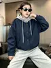 Chaqueta de Béisbol con Capucha Parcheada Falsa de Dos Piezas para Mujer, Nueva Colección Otoño 2026 Estilo Coreano Holgada Casual Chaqueta Superior