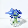 Zibo Cristal Mini Flor Punta del Dedo Pájaro Ramo Adorno de Cristal Regalo Nicho Flor Eterna Decoración de Escritorio Cristal