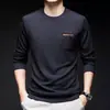 Nueva Camiseta de Manga Larga con Cuello Redondo Holgada para Hombre Primavera y Otoño 2024