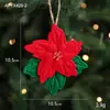 Adornos para árbol de Navidad de tela de fieltro, cachorro, caballo de madera, flor, colgantes de novedad navideña de dibujos animados, decoraciones para ventana