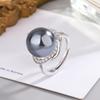 [Fábrica] Anillo de perlas de imitación de circonita con apertura ajustable, color oro blanco champán y morado, de 14 mm, para mujer