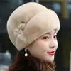 Novo Chapéu de Pelo Sintético de Vison de Inverno para Mulheres, Chapéu Quente de Couro Fashionável para Meia-Idade e Idosos, Turbante de Pelo Moderno