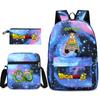 Amazon Novo Cartoon Dragon Ball Mochila Mochila Mochila Bolsa de Ombro Lápis Bolsa Conjunto de Três Peças