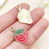 Fruta Vermelha Pingando Óleo Duplo Pendente Estéreo Cereja Morango Liga de Zinco Pulseira DIY Chaveiro Acessórios de Joias