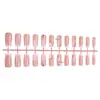 Uñas Postizas Cuadradas de Alta Venta Transfronteriza con Diseño Floral Rosa Puro y Pedrería Brillante, Uñas Portátiles Desmontables, Mayoreo