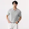 Camisa Polo de Punto de Seda Helada Estilo Old Money para Hombre Camiseta Ligera de Negocios con Cuello en V de Gama Alta para Hombre Ropa de Manga Corta para Hombre