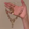 Zoozmomo Collar y Pendientes Exagerados de Color Champaña con Borlas de Gota de Agua y Diamantes Brillantes Europeos y Americanos Joyería para Mujer Novia Accesorios para Vestido