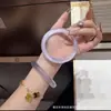 Pulsera Ojo de Gato Dorado Champagne, Joyería de Gelatina de Lichi Luna Blanca, Pulsera de Jade Popular en Transmisiones en Vivo de Tiktok y Kuaishou, Venta al por Mayor de Fábrica