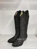 2026 Novo Kun Comércio Exterior Em Estoque Europeu e Americano Aliexpress Wish Botas de Couro Femininas com Strass e Vazadas Florais Botas de Cano Alto