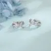 Aretes de Aro con Lazo de Circonita con Brillo Total de Diamante, Estilo Francés Suave y Dulce, Aros con Temperamento Estilo Bosque Fresco