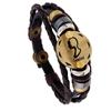 Europa y Estados Unidos pulsera de cuero transfronteriza nueva de 12 constelaciones pulsera tejida con cuentas de tendencia retro para hombre regalo de moda para las fiestas
