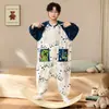 Mono de forro polar para niño para otoño e invierno, lindo estilo coreano, cálido y a prueba de patadas, adecuado para usar en casa, talla pequeña, para niñas y estudiantes