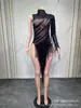 Roupa de Performance Brilhante com Franjas de Strass e Lantejoulas Estilo Europeu e Americano Venda Quente Transfronteiriça Macacão Sexy Justo Fantasia de Halloween