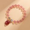 Pulsera de Cristal Natural de Fresa, Cabeza Grande de Zorro, Perla, Piedra Lunar, Nueva Moda China para Mujer, Pulsera Original
