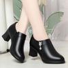 Zapatos de mamá primavera y otoño 2024 nuevos zapatos de cuero para mujeres de mediana edad cuero suave tacón medio zapatos de una sola capa cómodos zapatos para mujer entrega en una sola pieza