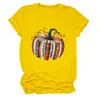 Amazon eBay estação europeia moda casual elegante feminina estampa de abóbora gola redonda manga curta camiseta camisa base