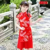 Vestido Cheongsam para Niñas Nuevo Modelo Hebilla Cuello Vertical Bordado Vestido Cheongsam Infantil Traje Elegante para Dama