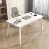 Escritorio de computadora estilo nórdico, escritorio para uso doméstico, con patas de hierro engrosadas, un toque de lujo, adecuado para transmisiones en vivo, trabajo de oficina, escritorio rectangular, escritorio largo