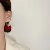 Pendientes Elegantes de Diseño de Nicho 2022 Nuevos Accesorios Decorativos para Mujer Pendientes de Lazo de Terciopelo Rojo Vino de Lujo Ligero