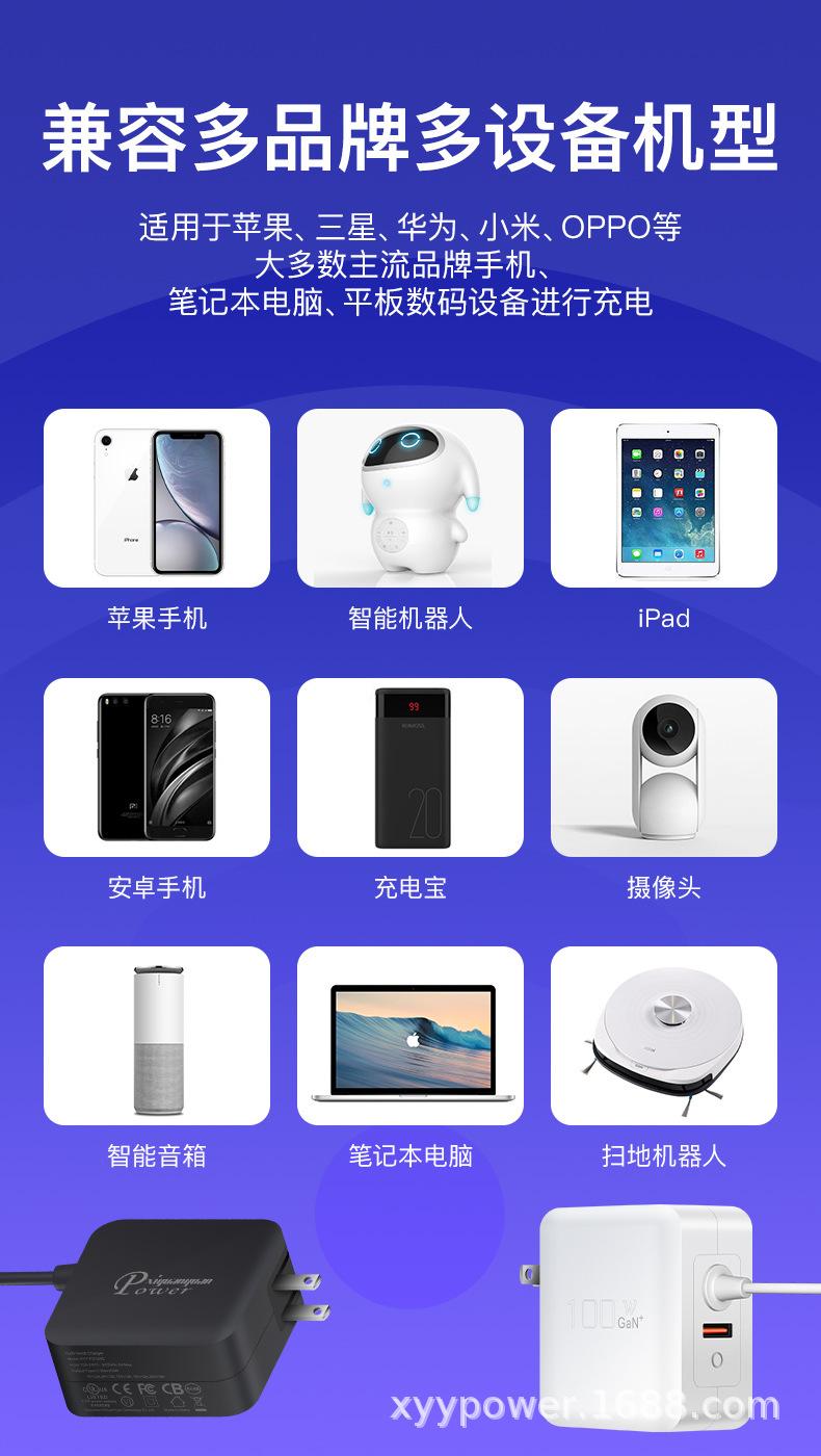 氮化镓PD100W带线+A口美规