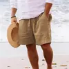 2026 Shorts casuales nuevos de estilo multibolsillos con cordón para hombre, color liso, para playa, sitio independiente de Amazon transfronterizo europeo y americano