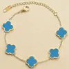 Pulsera de Trébol de Cuatro Hojas Brillante de Nuevo Estilo de Moda Acero de Titanio Chapado en Oro de 18 Quilates Pulsera de Doble Cara Joyería de Mano para Mujer Fábrica Venta al por Mayor