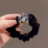 Scrunchie de Cristal de Lux Leve Estilo Coreano com Toque Sofisticado, Elegante Elástico de Cabelo Preto com Alta Elasticidade para Rabos de Cavalo e Coques