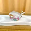 Chaveiro de Baleia Oceânica de Acrílico com Óleo de Quicksand Pingente de Mochila Ornamento Lindo Luminoso Presente Atacado