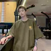 Roxo Ameixa Escuro Tendência Camiseta de Camurça Pesada Manga Curta Moda Verão para Meninos Marca Roupas de Meia Manga High-end