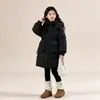 Ropa de Algodón de Invierno para Niñas 2026 Estilo Nuevo Chaqueta de Algodón de Invierno para Niñas Medianas y Mayores, Longitud Media, Hasta la Rodilla, Abrigo de Algodón Engrosado