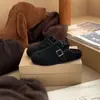 Zapatos Cerrados Peludos Estilo Coreano Casual Otoño/Invierno Zapatos Cerrados Retro de Lana Slip-Ons Suela Gruesa Pantuflas Cálidas Para Uso en Exteriores Mujer