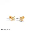 Aretes de Flor de Diamantes de Imitación de Cristal con Post de Bola para Piercing Acero Inoxidable con Galvanoplastia al Vacío en Oro de 18K Aretes de Clavo para Oreja Sensación de Alta Gama