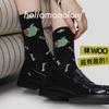 85829 Calcetines Zhuji para Mujer de Otoño Rayados de Media Pantorrilla Lindos de Dibujos Animados Conejito Sin Costuras Calcetines de Algodón Grises Invierno