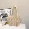 Bolsa de Palha Tecida Feminina Grande Capacidade 2025 Cesta de Legumes de Primavera Bolsa de Ombro Estilo Ocidental Estilo Simples Bolsa Tote para o Dia a Dia