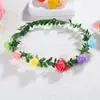 Menina da floresta grinalda floral tiara faixa de cabelo aro de cabelo nova noiva vestido de casamento sessão de fotos acessórios de cabelo crianças pulseira de princesa ponto turístico fotografia