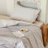 Funda de almohada de una sola pieza de algodón puro con lazo a rayas estilo Ins, funda de almohada fresca y simple 48*74 cm, fabricante mayorista estilo coreano