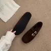 Mocassins retro quadrados com aumento interno de altura, forrados com fleece, sapatos pequenos de couro britânicos estilo brogue para outono e inverno, sapatos de algodão com sola grossa