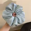 Estilo Coreano Diário 10 Cores em Tamanho Super Grande Cor Sólida Cetim Elástico de Cabelo de Intestino Grosso Toque de Alto Padrão Corda de Cabelo Bola Retrô para Mulheres
