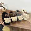 Lindas Pantuflas Peludas con Lazo de Oso y Tacón Alto para Mujer, Nuevo Modelo Invierno 2026, Cómodas Pantuflas de Algodón Cerradas Estilo Perezoso para Uso en Casa