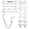 WISH AliExpress brincos de tarraxa de zircônia com rosca aço inoxidável piercing unhas de osso da orelha terno brincos industriais conjunto de 22 peças