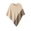 Estilo Británico ~ Chal de Punto Consinee 100% Cachemira Pura para Mujer, Elegante Capa Bicolor, Artículo Suave, Sedoso y Cálido