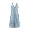 Vestido de mezclilla decorativo rasgado versátil moderno de moda para mujer estilo europeo y americano