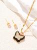 Pendientes de mariposa con diamantes de imitación y diseño de explosión transfronteriza de acero inoxidable CDD, joyería de alta gama para mujer.
