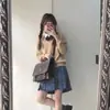 Chaqueta de Punto Original Uniforme JK Top Dulce y Picante en Capas Estilo Preppy Suéter de Punto con Cuello en V Top de Manga Larga para Mujer