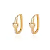 Pendientes de Aro Cruzados Europeos y Americanos para Mujer Pendientes Geométricos Ovalados de Circonita Pendientes con Forma de Corazón Chapados en Oro de 18K Envío Directo