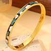 Pulseira de titânio estilo europeu e americano moda feminina esmalte colorido padrão de gota de óleo tendência joia de titânio que não desbota pulseira