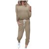 Traje Deportivo de Color Sólido Azul Claro Moda Casual Estilo del Sudeste Asiático Elegante Pantalones de Fibra de Poliéster Estilo de Manga Regular