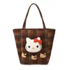 Nova Bolsa de Mão de Lã Xadrez Outono/Inverno da Maillard, Bolsa Transversal de Ombro Estilo Coreano College com Cabeça de Boneca